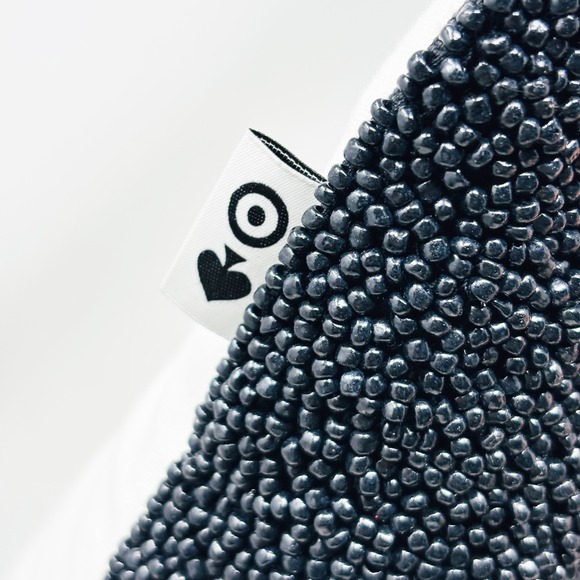 Kate Spade Target Beaded Toss Pillow Black White Take It Easy 12x18 - Picture 4 of 9